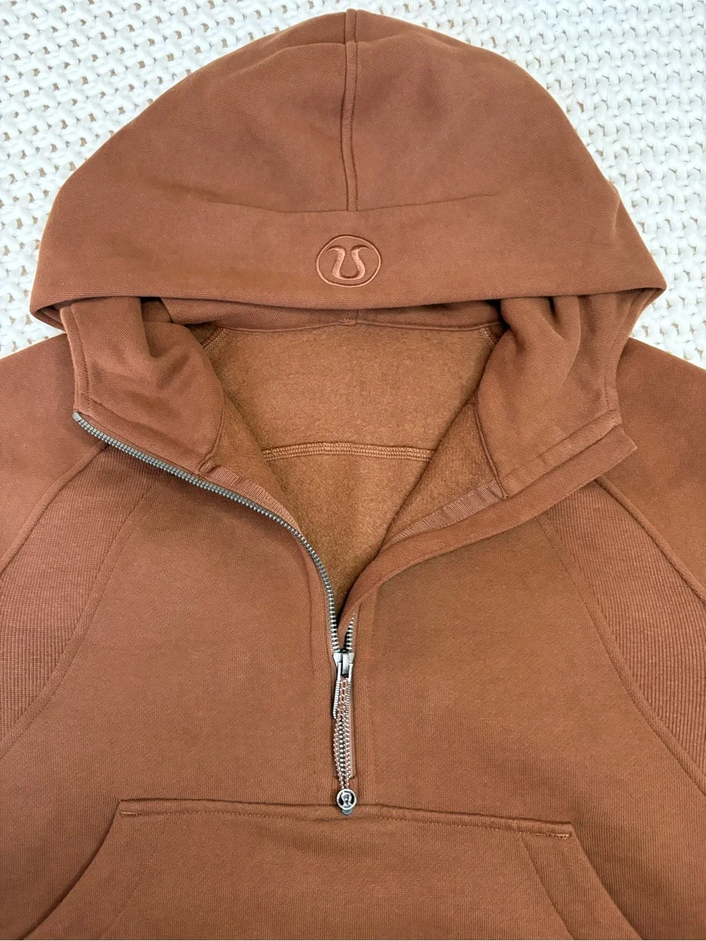 lululemon roasted brown scuba oversized half zip hoodie size xs/s